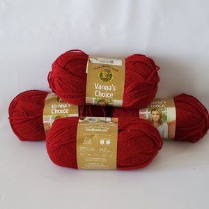 4 New Lion Brand Vanna's Choice 3.5 oz Cranberry